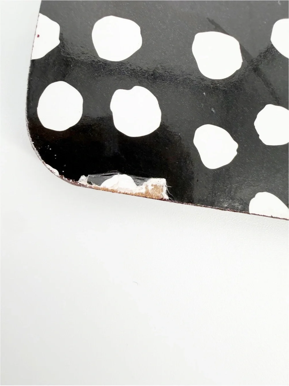 Crate and Barrel Set of 4 Hardmat Hardboard Placemats Kinzey Black Polka Dot